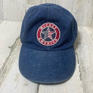 Vintage Mickey America Denim Strap Back Adjustable‎ Cap Walt Disney World OS